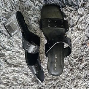 Madden Girl Black Studded Heels with Clear Block Heel
